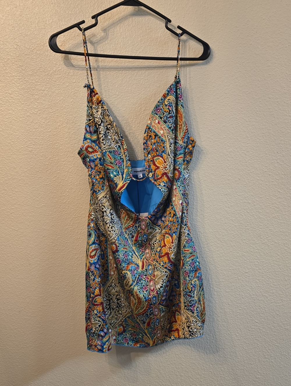 superdown Paisley V-Neck Spaghetti Strap Dress - Blue Multi